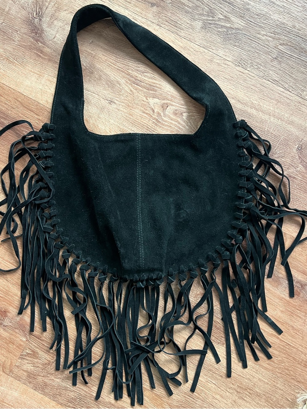 Free People Riley Fringe Bag RT $98 RARE Black Suede